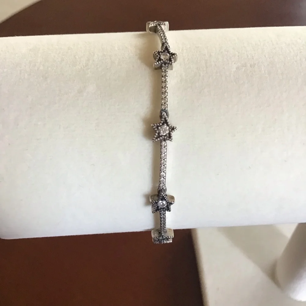 Pandora stars and bars silver bracelet